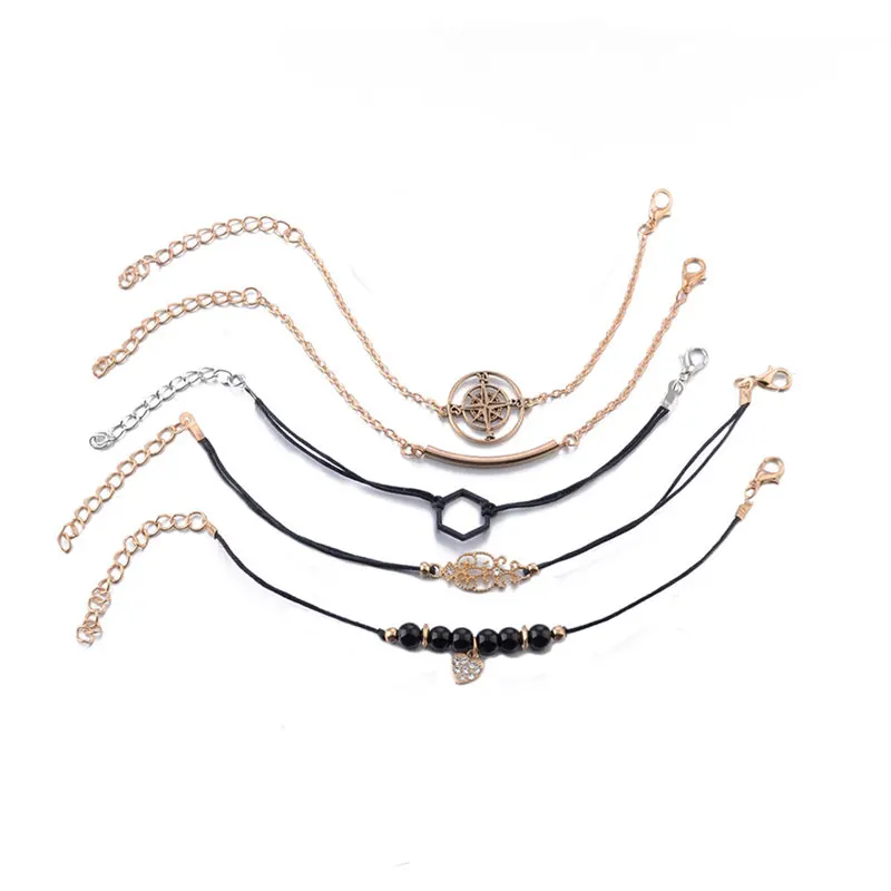 5 шт./компл. Набор браслетов с богемным компасом и бусинами кристаллами в форме