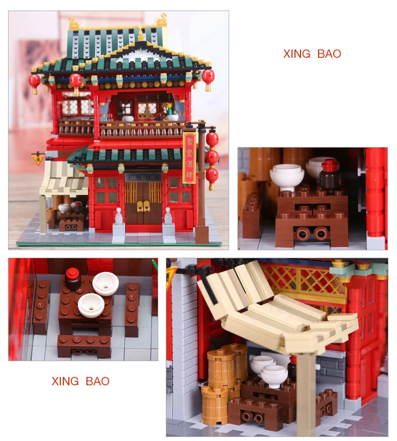Горячий вид на улицу города Chinatown Juxian Ресторан Moc строительные блоки рикша