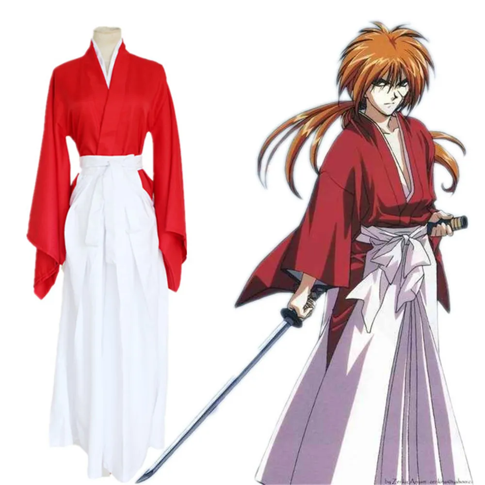 

2 цвета Anime Rurouni Kenshin Himura Kenshin Кимоно костюмы Косплей Полный комплект Кендо Униформа (топ + брюки + ремень)