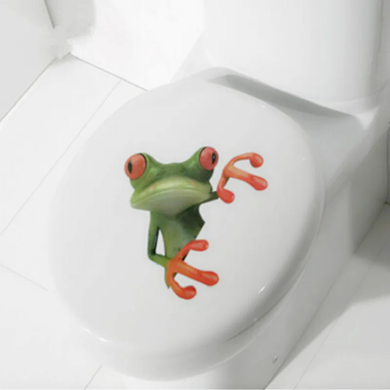 3D Наклейка на стену в виде лягушки для туалета мебели ванной комнаты домашнего