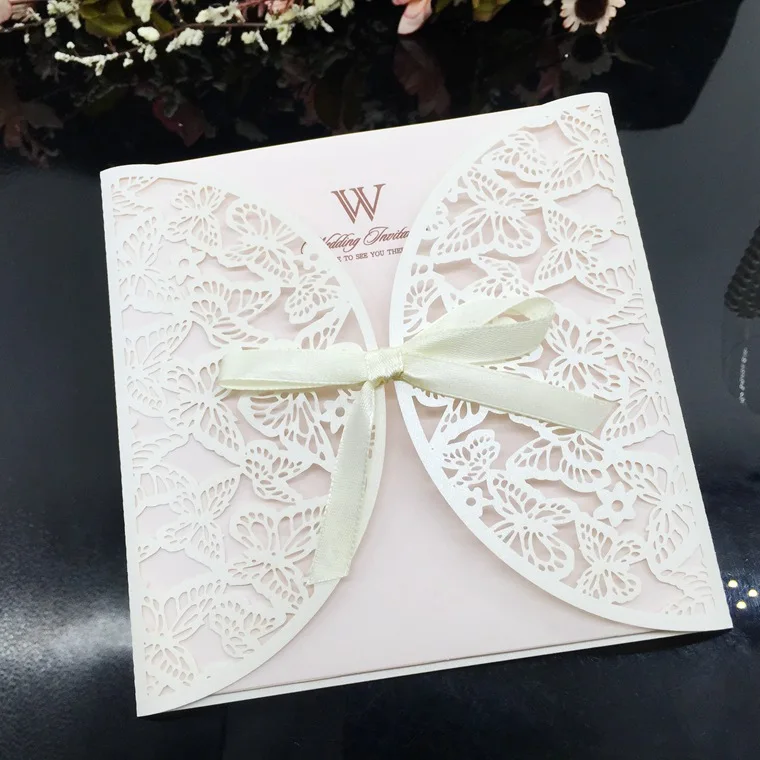 OLOEY белый розовый зеленый лазерная резка свадебное приглашение карты