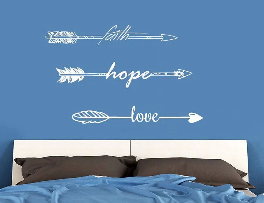 Настенные наклейки со стрелками виниловые с надписью Faith Hope Love искусство