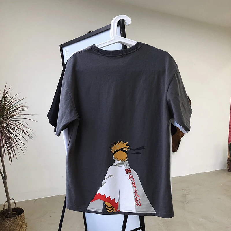 Наруто мультфильм мужчины/женщины футболка веселое Harajuku уличная хип хоп топы