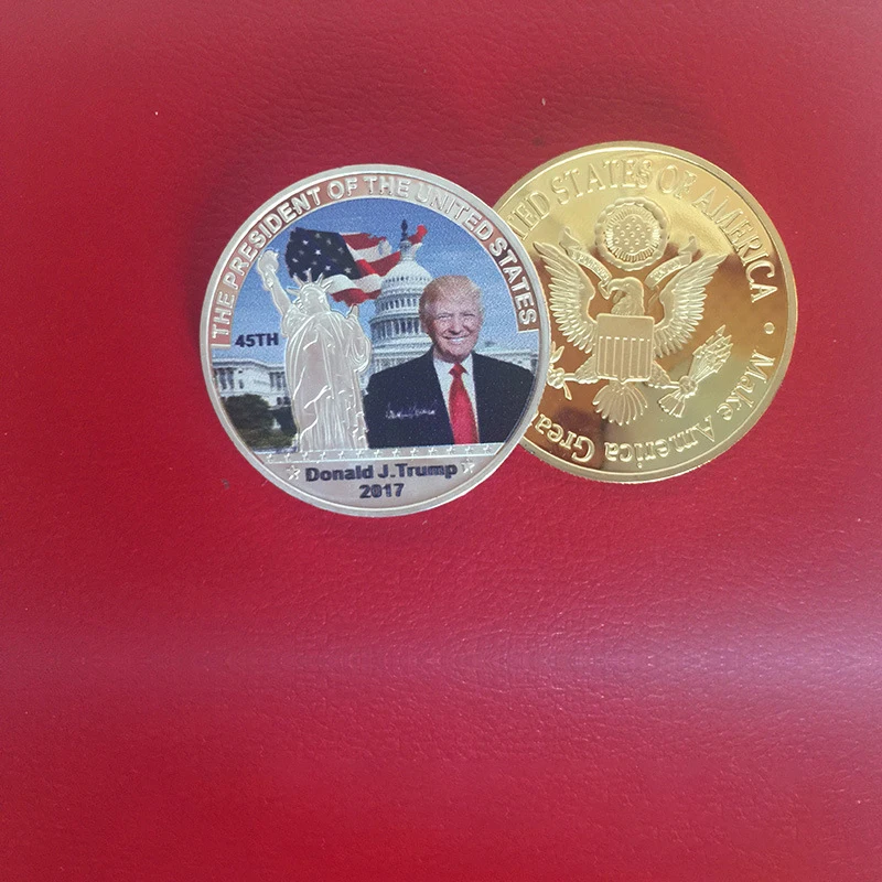Новинка президент Дональд Трамп памятная с золотым покрытием Золотая и
