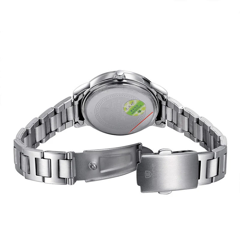 Женские кварцевые часы SKONE со стразами и подсветкой розовое золото серебристый