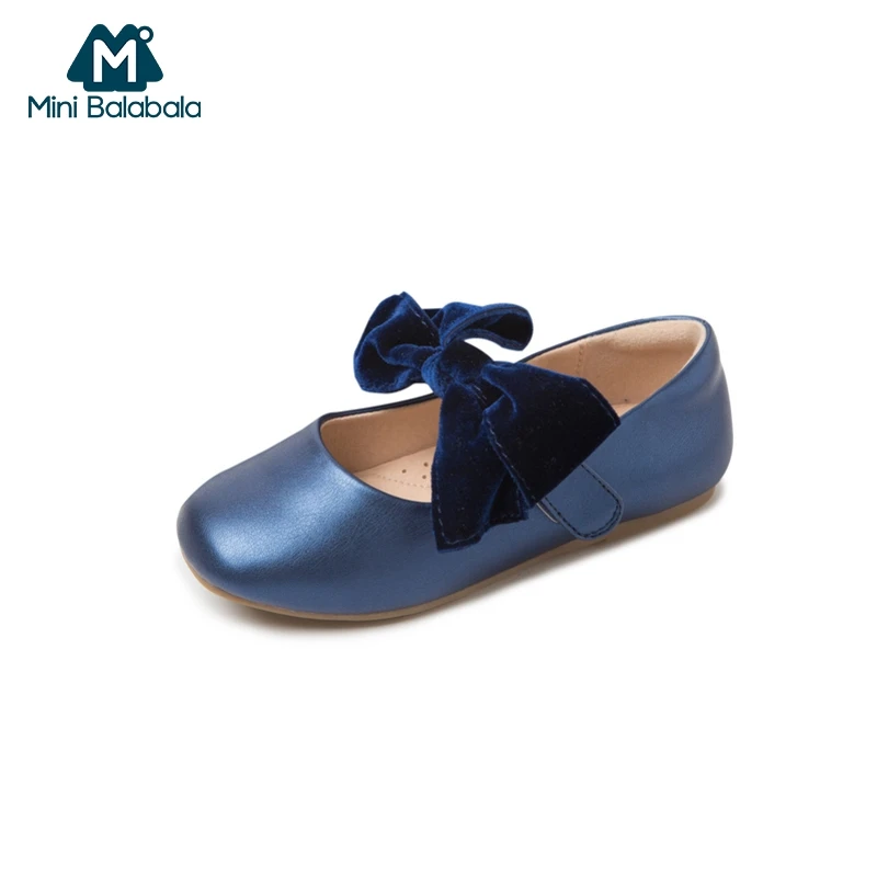 Мини Balabala/мягкие кожаные туфли Mary Jane с бархатным галстуком бабочкой для