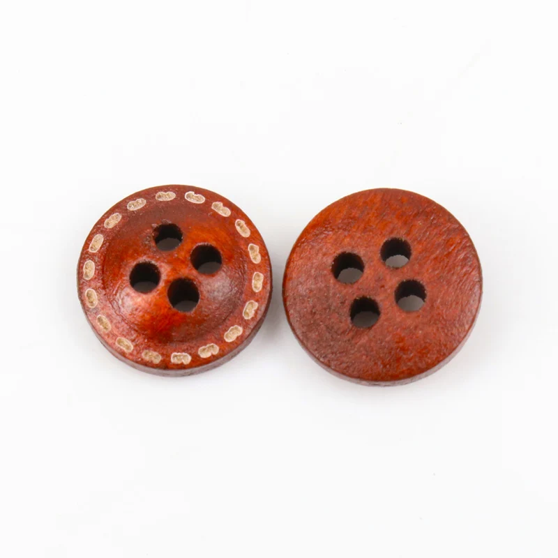 Натуральные круглые коричневые деревянные винтажные пуговицы для шитья ручной