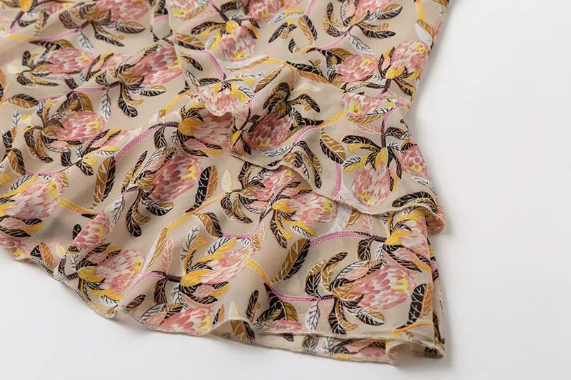 2019 романтическое шифоновое праздничное платье с цветочным принтом и рюшами