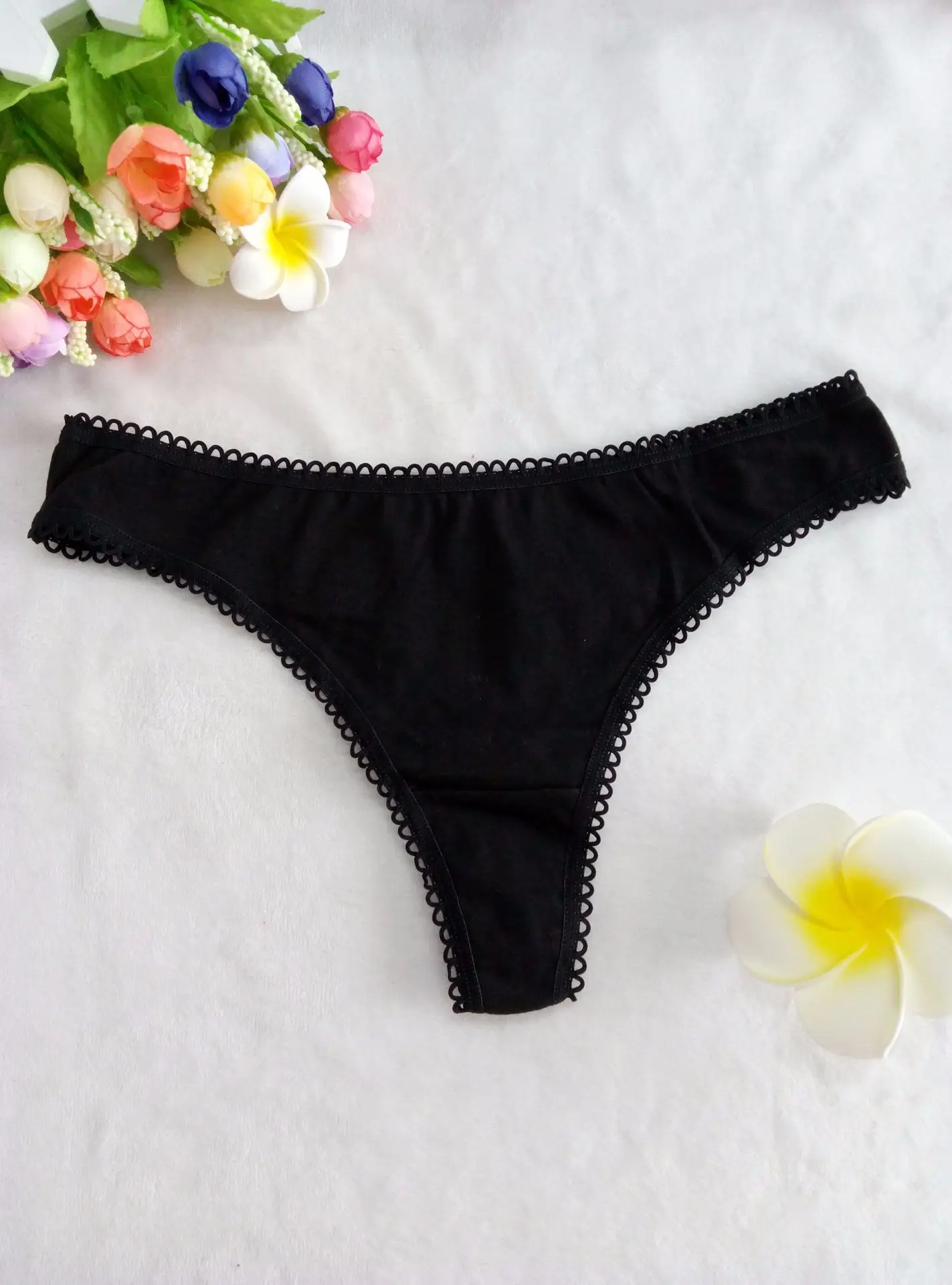 Hot 3pcs/lot Fashion Women Pink White Black Cotton Lace Side Large Underwear Briefs Ladies Comfortable T-back G-string T Pants |