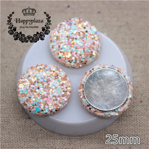 pink white 10pcs 10 шт 25 мм блестки, покрытая тканью, круглая пуговица для дома и сада, плоская задняя часть, кабошон, рукоделие, скрапбукинг, сделай сам - Цвет: pink white 10pcs