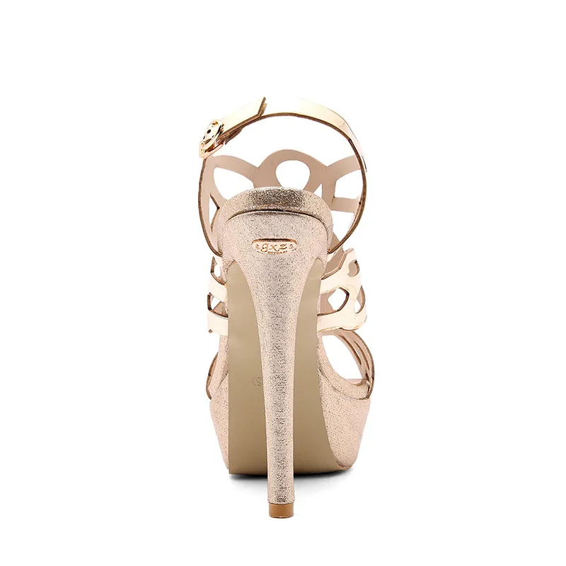 Женские Босоножки на каблуке COCOAFOAL золотистые туфли с открытым носком женская