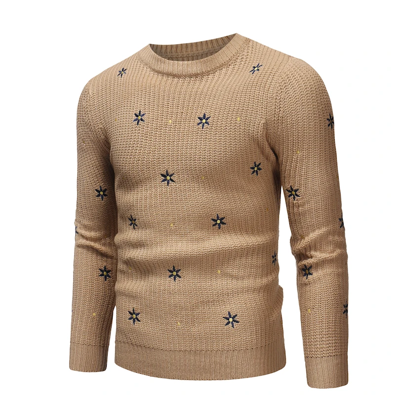 Демисезонный Для Мужчин's свитер Slim Fit Личность Круглый воротник; модные повседневные мужские свитера