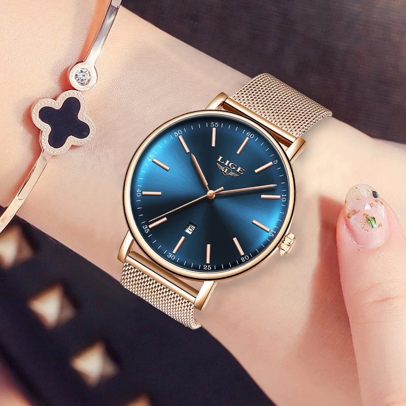 

2019 Montre Femme LIGE Women Watch Luxury Brand Casual Simple Quartz Clock For Women Strap Wrist Watch Reloj Mujer Drop Shipping