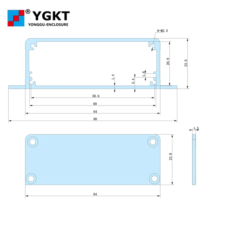YGK-012 80*23 8*90/3.15 ''x 0 94'' x 3 54 'мм (wxhxl) Специальный алюминиевый корпус с