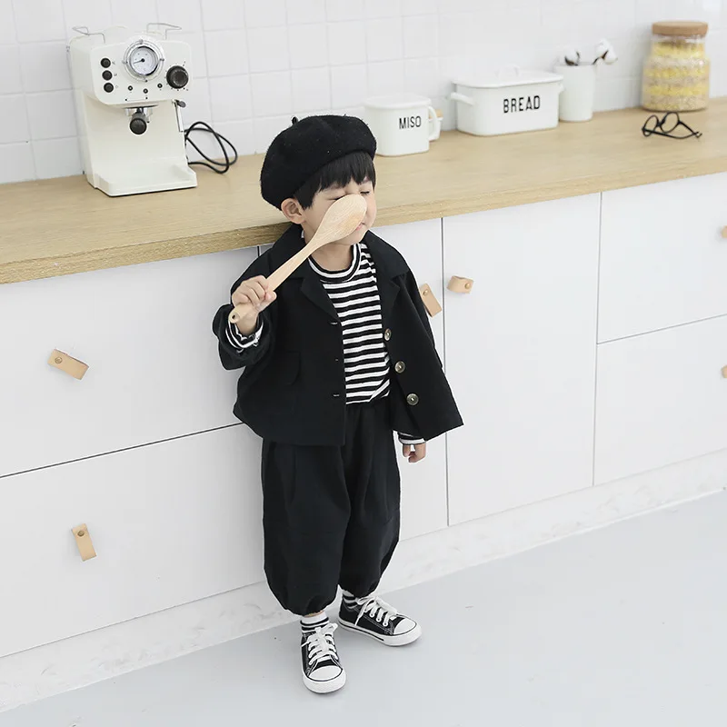 Autumn 2018 baby boys fashion loose clothing sets kids cotton long sleeve coat and harem pants children casual outfits | Детская одежда