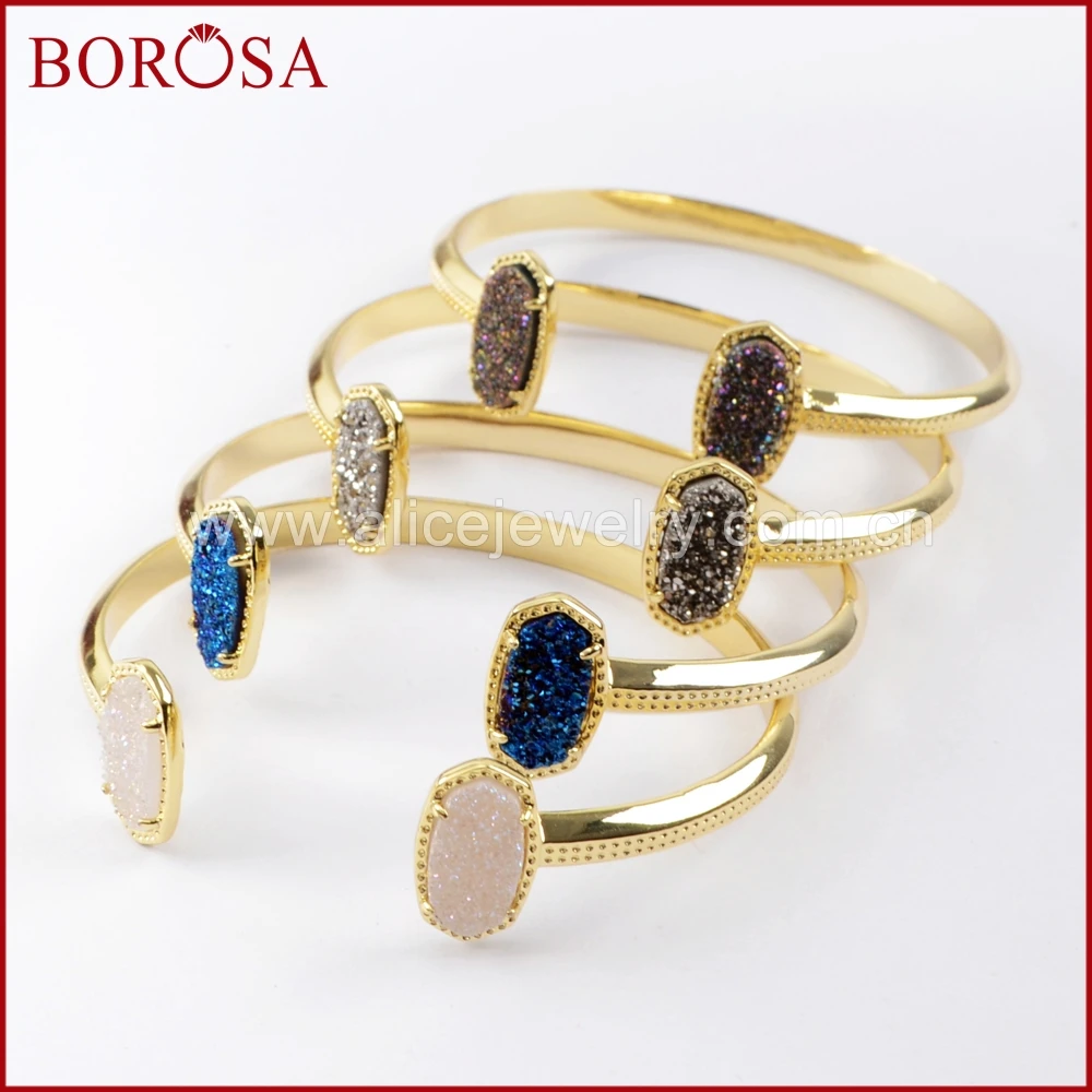 BOROSA 5 шт. Модный золотой цвет коготь шестиугольник двойной Радуга Титан Druzy