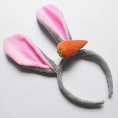 Judy Nick Bunny Ears Carrot Headband Cute Hair Band Women Girls Styling Head Accessories Stage Performance Funny Party Hats