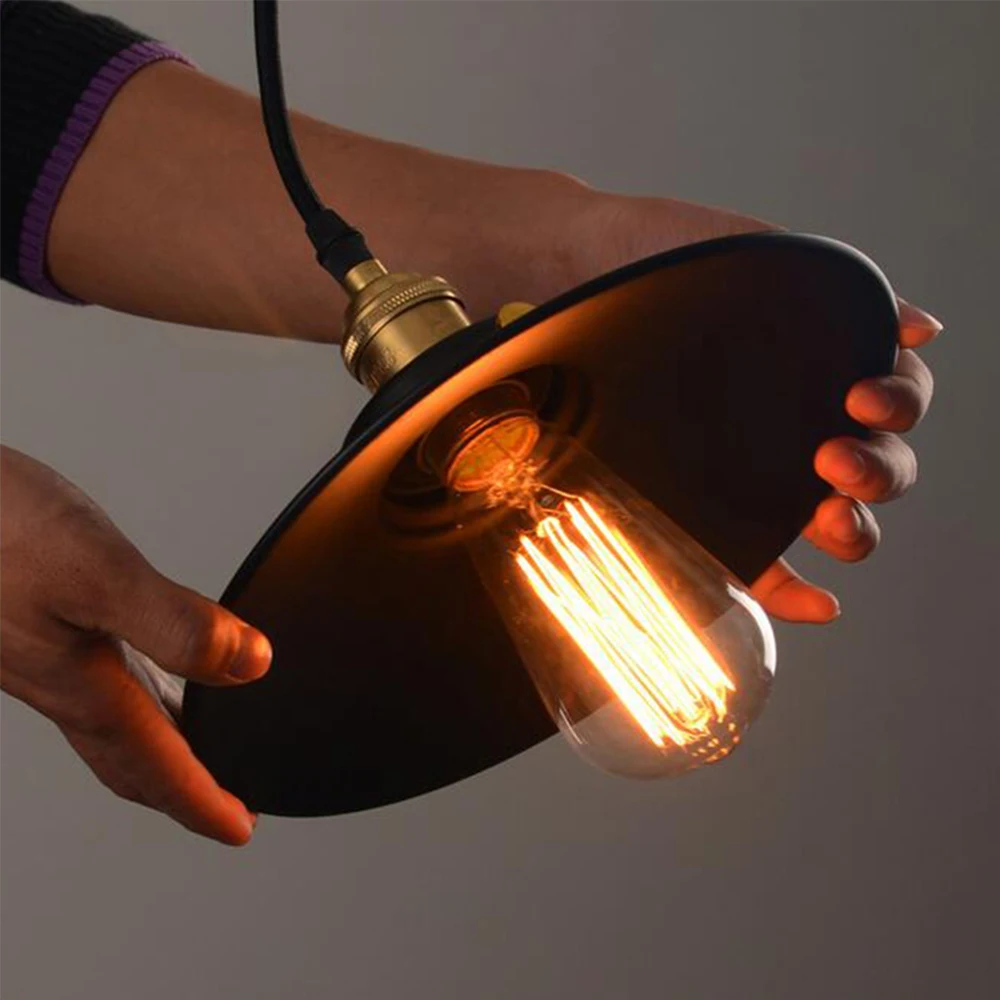 Винтажный промышленный черный подвесной светильник в скандинавском стиле ретро