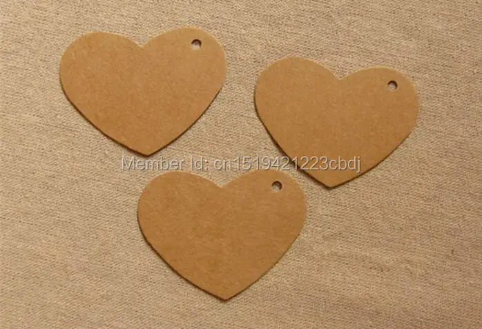 

Free shipping 6.5x5cm blank heart shape kraft paper hang tag/Blank decoration cardboard/DIY kraft paper tags