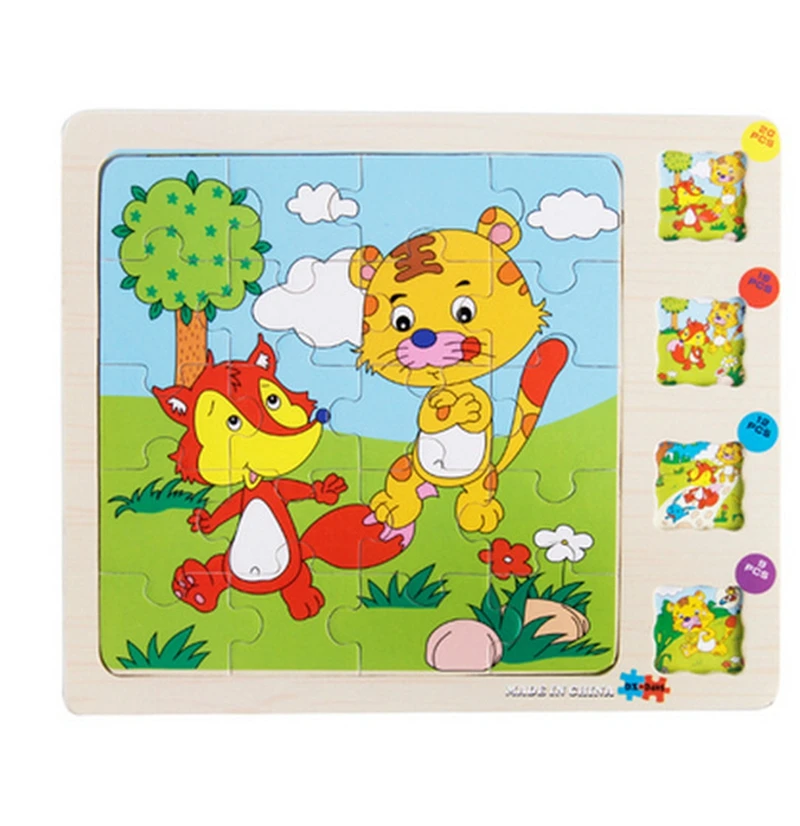 ZMP091-7 Multilayer Story Puzzle Wooden Baby Cognition Puzzles Montessori Wood Animal Puzzle For Children Jigsaw Education Toy Kid Puzzle - Color: ZMP091-7