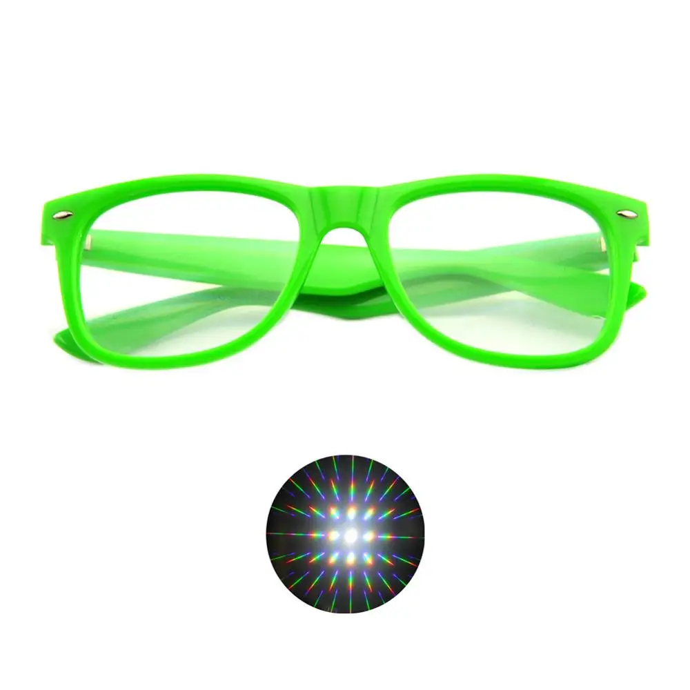 Green Color 2 шт Новинка 3D рождественские и новогодние очки для фейерверков EDM лазер, Премиум Звездные дифракционные очки пластиковые для рейв - Цвет: Green Color