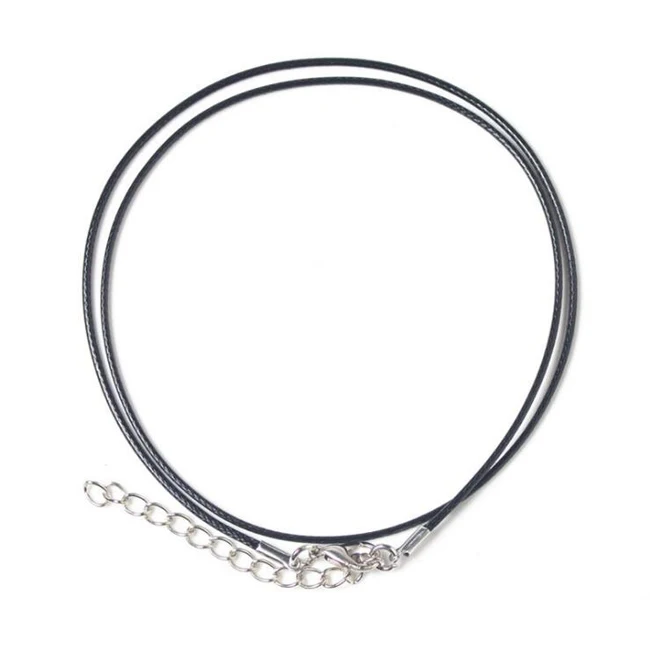 1.5MM Black 10 шт. вощеный хлопок 2 мм 1,5 мм восковой шнур нить черные шнуры для колье 45 см с 5 см Расширенная цепочка Ювелирная цепочка шнурок для подвески - Окраска металла: 1.5MM Black