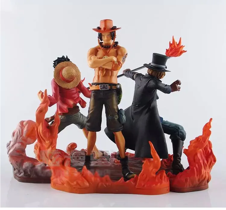 

3pcs/set One Piece DXF Brotherhood II Luffy Ace Sabo PVC Action Figure Toys 14-17cm