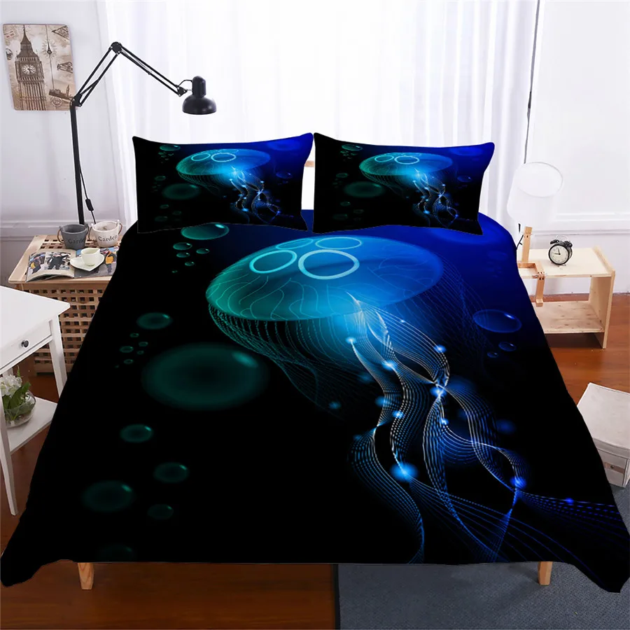 Комплект постельного белья с 3D принтом пододеяльник Медузой домашний текстиль