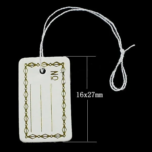 Ценник для ювелирных изделий бумага с хлопком прямоугольная золотой акцент 16x27x0