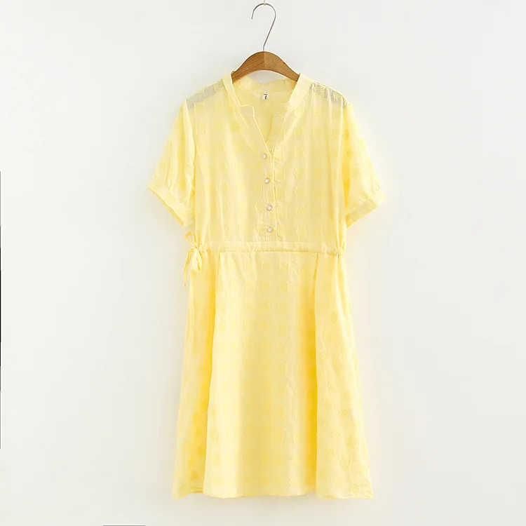 Женское платье рубашка с коротким рукавом повседневное жаккардовое большого