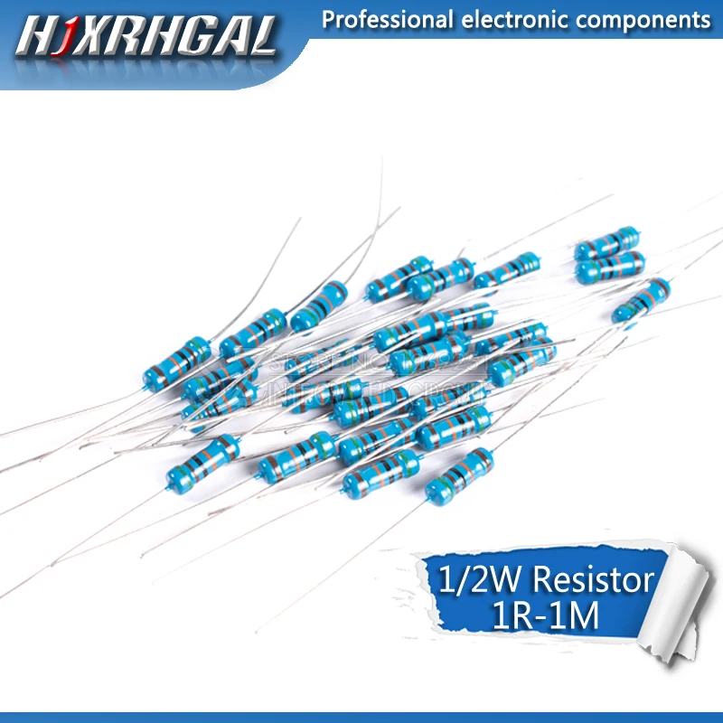 200pcs 1/2W Metal film resistor 1R~2.2M 100R 220R 330R 1K 1.5K 2.2K 3.3K 4.7K 10K 22K 47K 100K 100 220 330 1K5 2K2 3K3 4K7 ohm |
