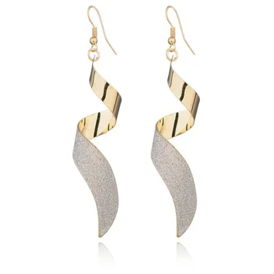 Fashion Women Earrings Gold Filled Spiral Scrub Long Dangle Drop Jewelry Gifts Beautiful Oorbellen Flawless Bijoux | Украшения и