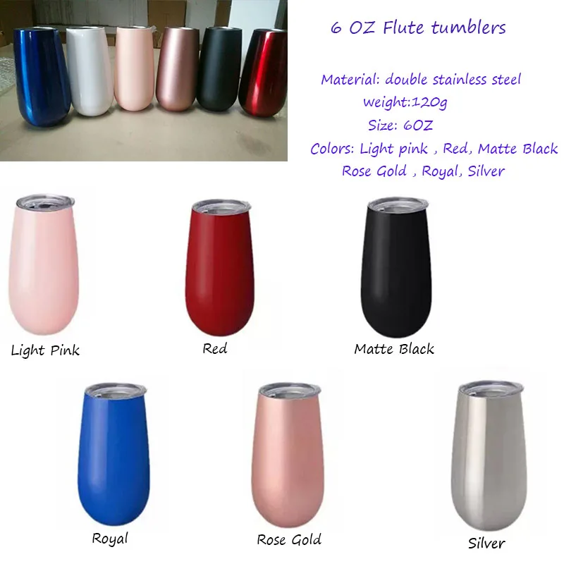 

60pcs 6oz Wine Beer Swig Tumbler Cups Champagne Cola Mugs Stainless Stell Insulated Vacuum Termos Egg Shaped Cup
