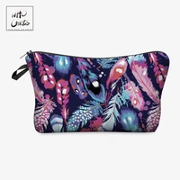 who cares fashion cosmetic bag organizer feathers color printing makeup bags handbags pouch women toiletry kit travel