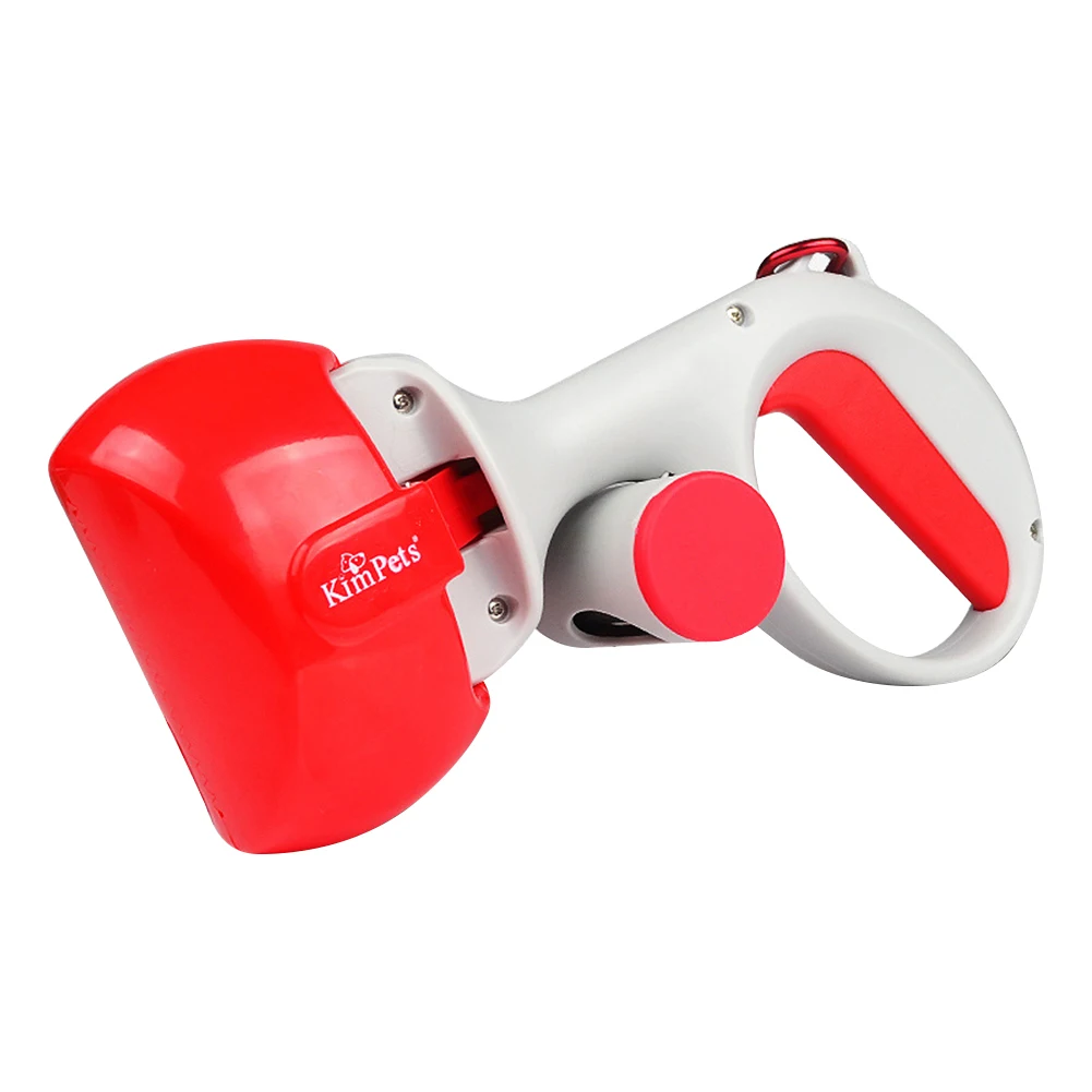 Красный Собачий Кот Pooper Scooper с длинной ручкой для уборки мусора удобный для уборки отходов животного происхождения для собаки захват, совок для уборки собачьих экскрементов очиститель для улицы - Цвет: Красный