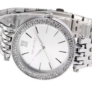 Silver TC003 Тейлор коул бренда женщины одеваются часы Relogio Feminino серебро горный хрусталь из нержавеющей стали ремешок леди мода кварцевые часы / TC003 - Цвет: Silver TC003