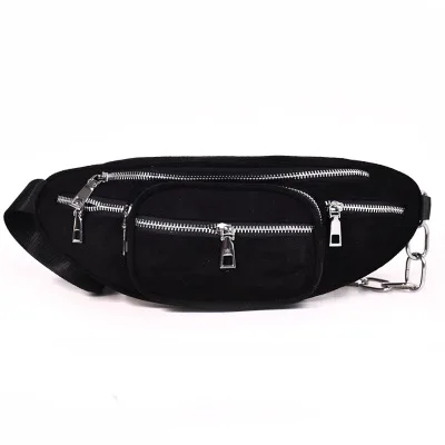 Black wasit bag Женская поясная сумка на цепочке, нагрудные сумки, сумка через плечо из искусственной кожи, поясная сумка на ногу, сумка на молнии для телефона B45 - Цвет: Black wasit bag