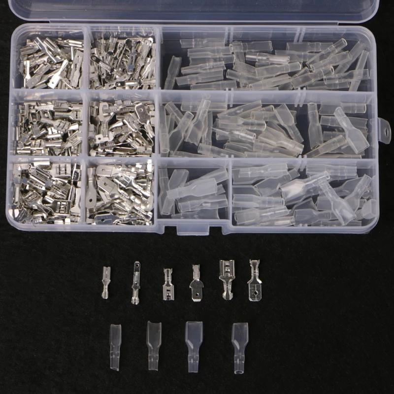 OOTDTY 270Pcs Female &amp Male Spade Connectors Wire Crimp Terminals Set 2.8mm 4.8mm 6.3mm | Обустройство дома