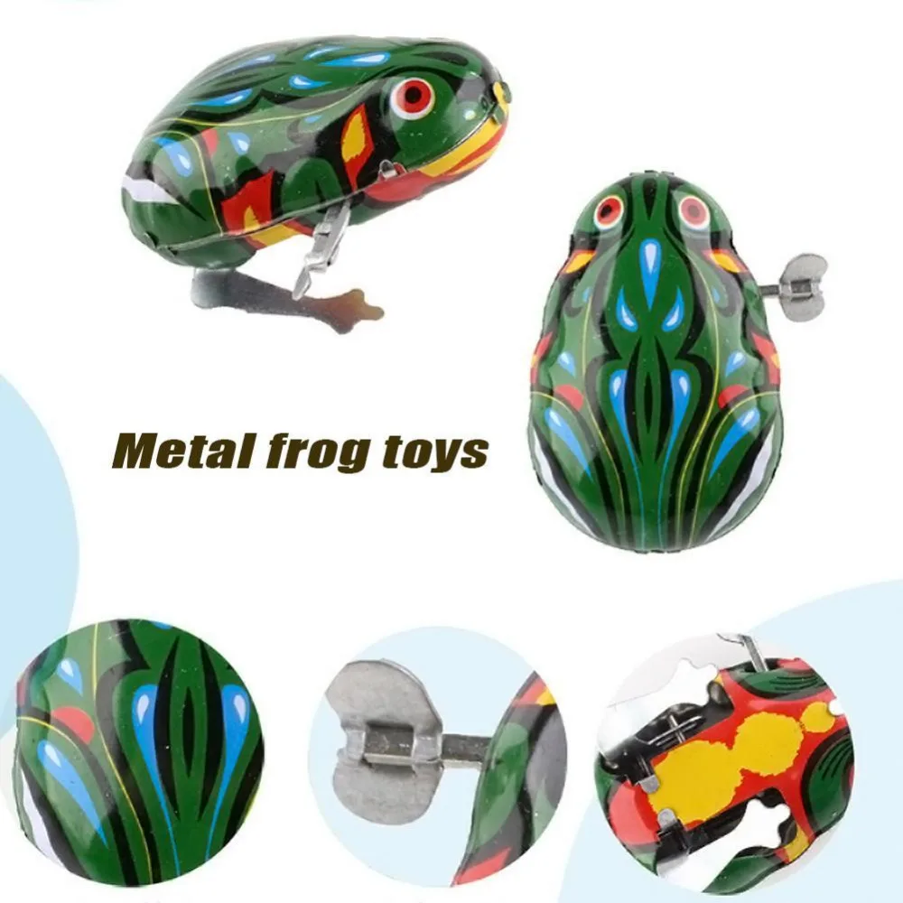 Новинка винтажная металлическая модель заводного прыжка в виде лягушки жестяные