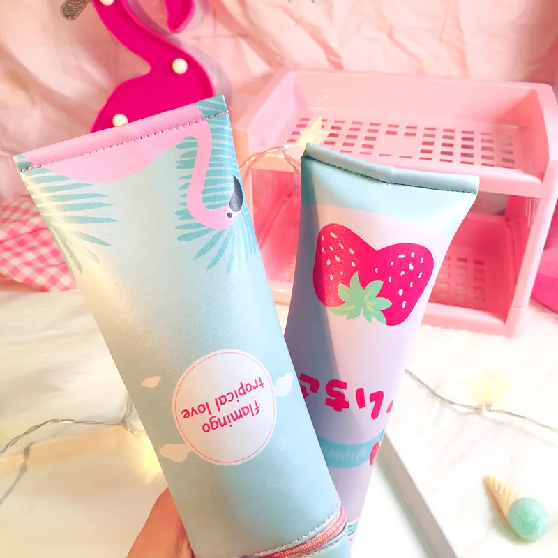 1 шт. Kawaii из искусственной кожи чехол светло Фламинго круглая подарочная Хэлло