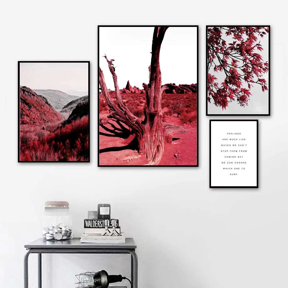 

Maple Leaf Dead Tree Mountain Landscape Wall Art Canvas Painting Nordic Posters And Prints Wall Pictures For Living Room Decor