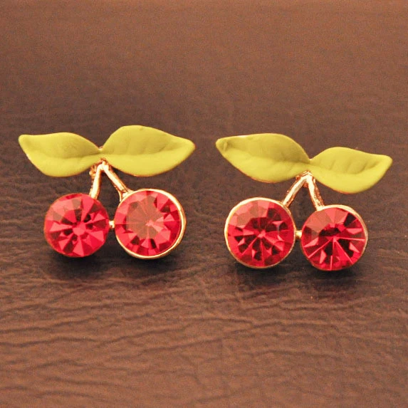 Новинка 2019 г. женские милые серьги с красными искусственными стразами листьями