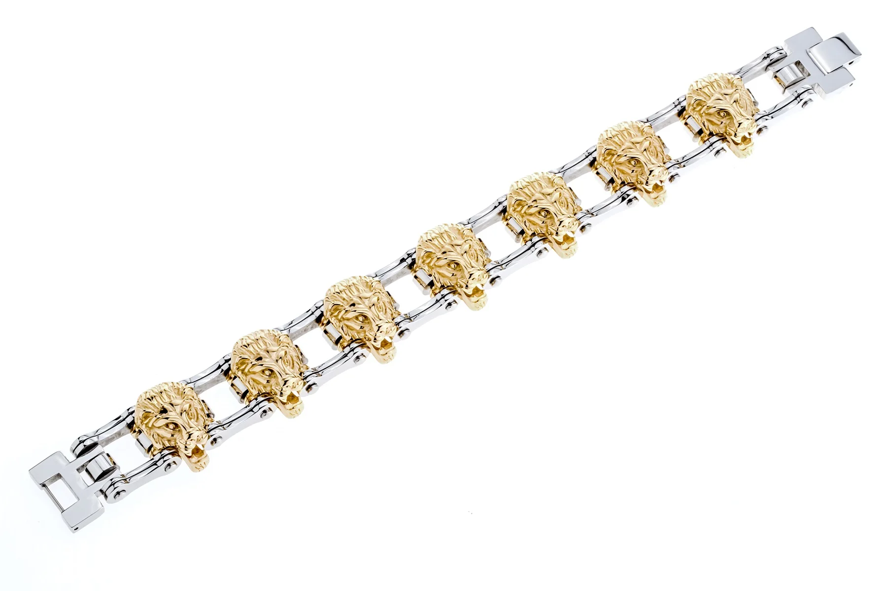 silver gold 7 lion Мужской браслет-цепочка из нержавеющей стали со львом Байкер тяжелые Ювелирные изделия Подарки на день рождения для папы его бойфренда D033 Прямая поставка 8,5" - Окраска металла: silver gold 7 lion