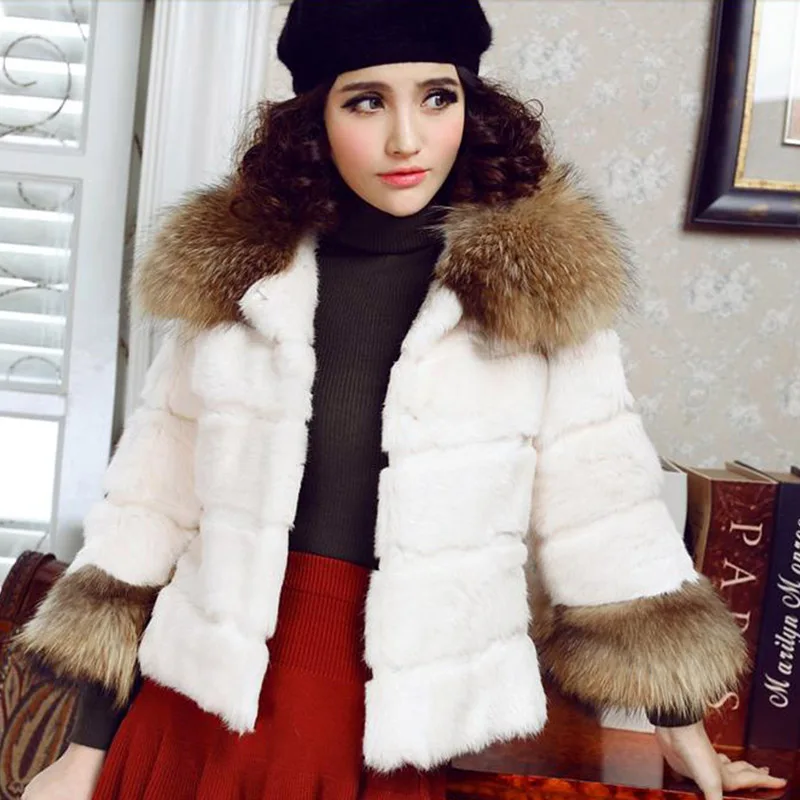 Новинка 2019 Женская Высококачественная куртка из кроличьего меха и Длинная