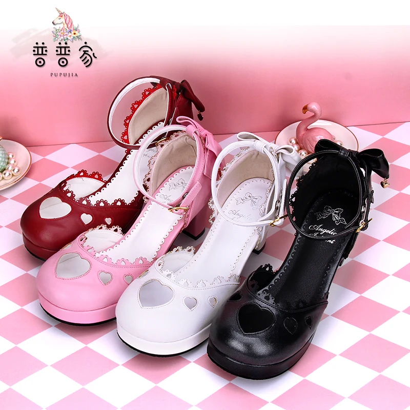 

Princess sweet lolita shoes Originally created small round heel loving pendant bow knot Lolita custom sandals women pu8950