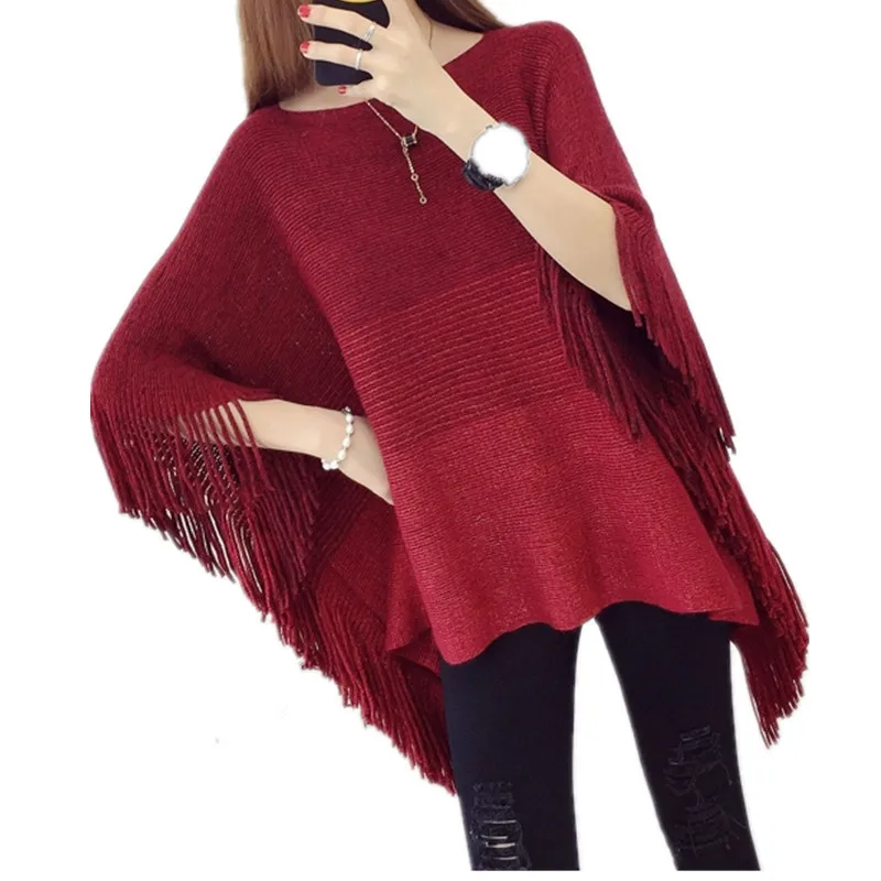 Женский трикотажный свитер-пончо элегантный пуловер без рукавов джемпер с