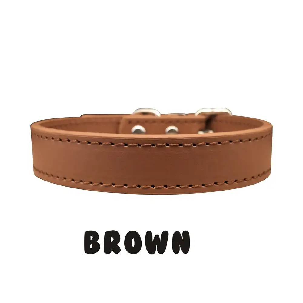 Brown Именной ошейник для собаки Pet мягкая кожа ожерелье на заказ выгравированы Регулируемый воротник для Samll большой щенок товары кошек - Цвет: Brown