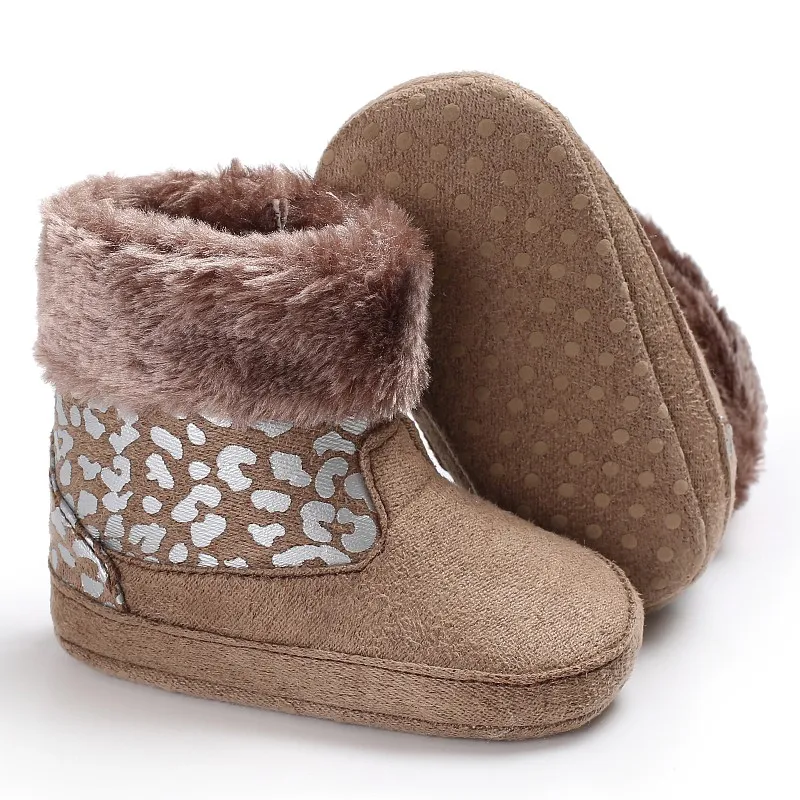 Winter Baby Kids Boots Fashion Infant Toddler Newborn Girls Boys Keep Warm Snowfield Fleece Leopard Print Soft Soled Shoes | Мать и