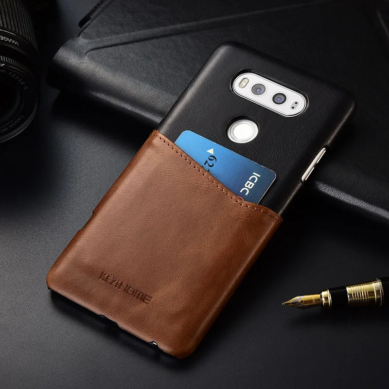 Чехол для LG V20 KEZiHOME два цвета твердая задняя крышка из натуральной кожи с карманом
