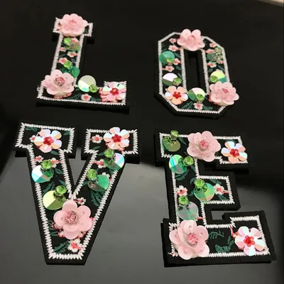 С надписью Love ручной работы нашивки со стразами и бисером для одежды шить блестки